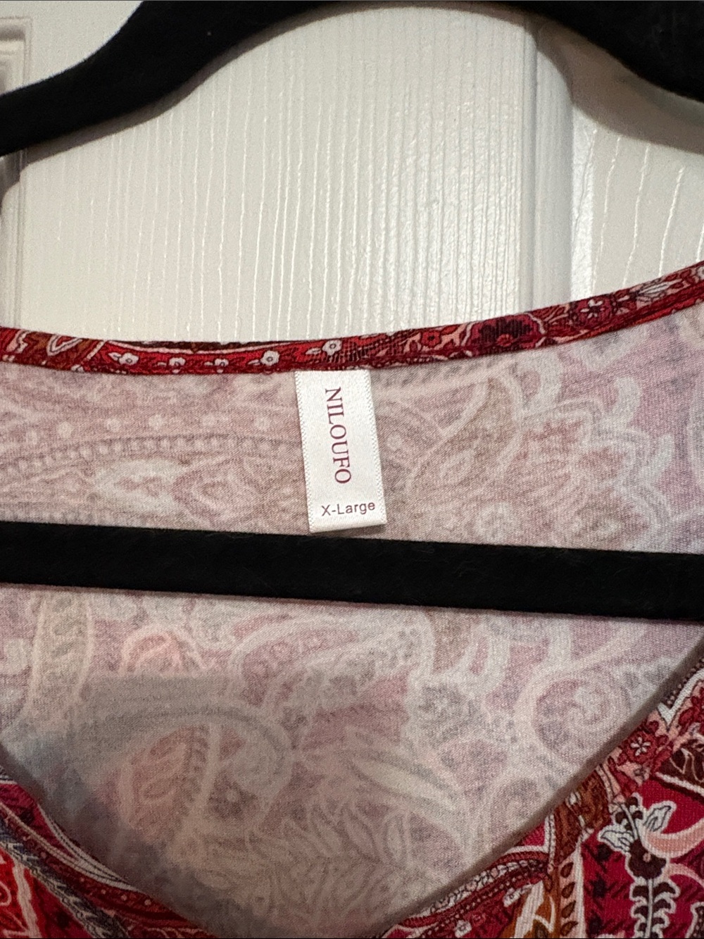 Women's Red Paisley Cold-Shoulder Tank Top - Picture 2 of 3